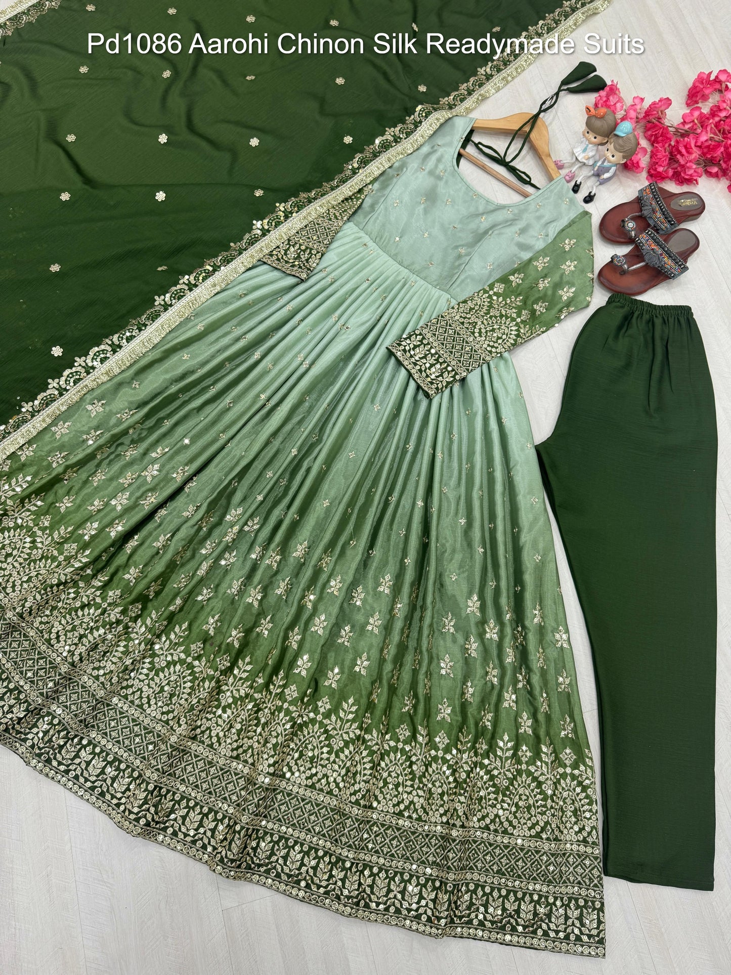Pd1086 Aarohi Chinon Silk Readymade Suits