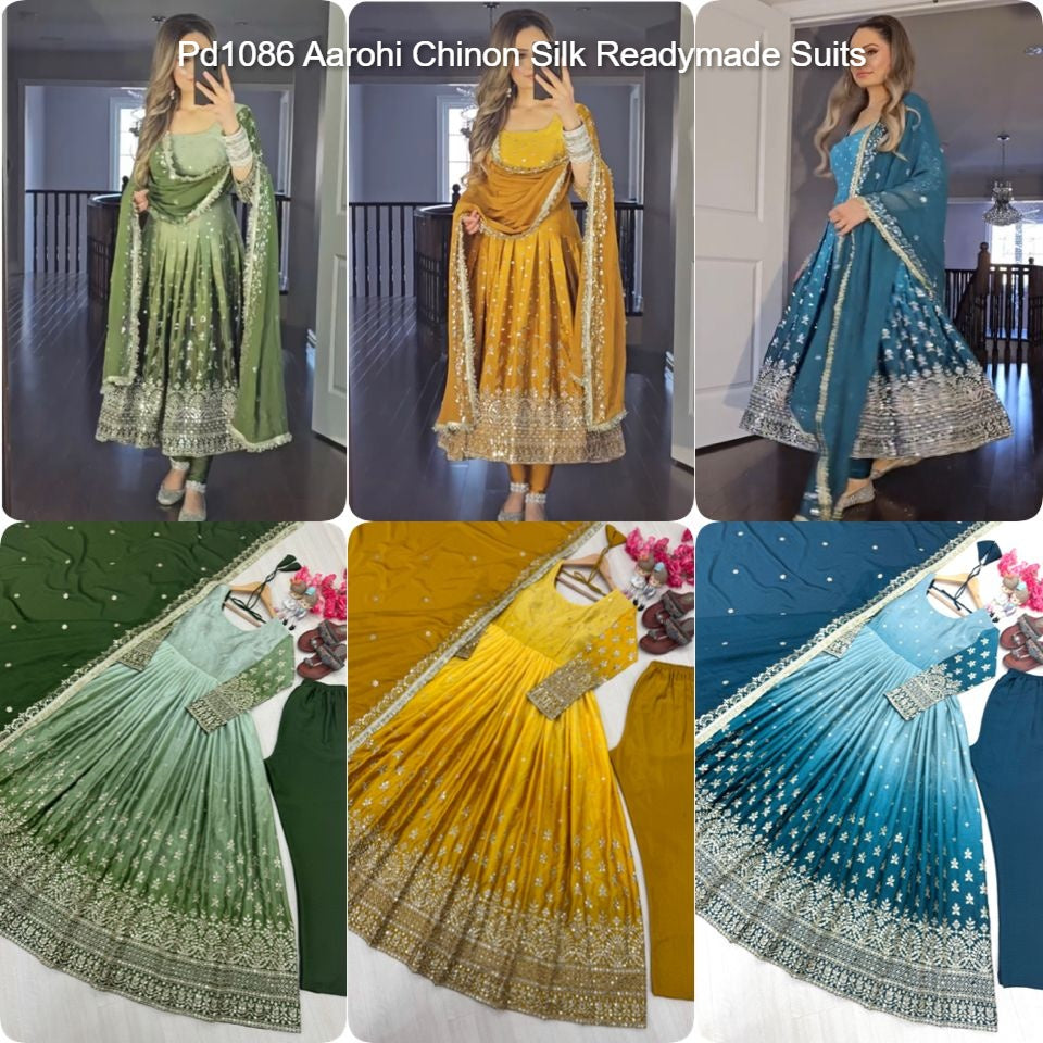 Pd1086 Aarohi Chinon Silk Readymade Suits