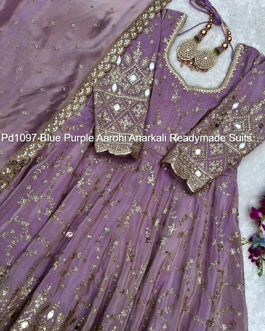 Pd1097 Blue Purple Aarohi Anarkali Readymade Suits