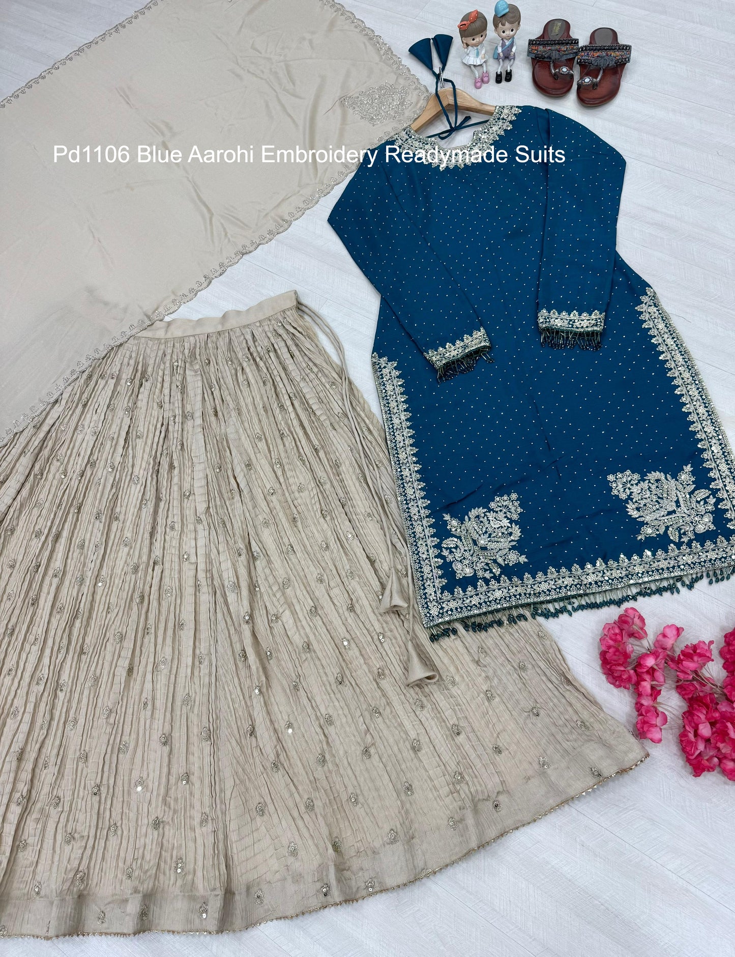 Pd1106 Blue Aarohi Embroidery Readymade Suits