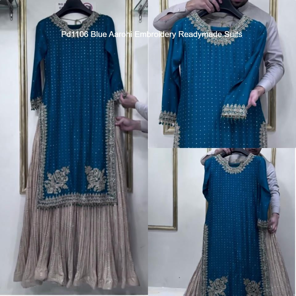 Pd1106 Blue Aarohi Embroidery Readymade Suits
