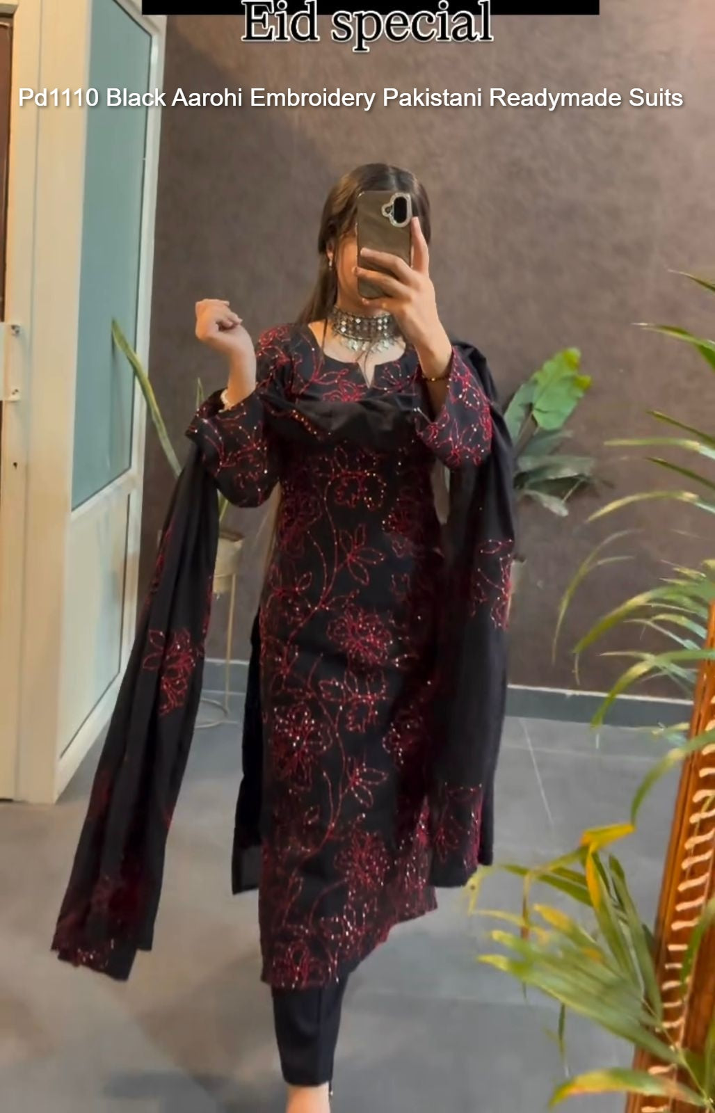 Pd1110 Black Aarohi Embroidery Pakistani Readymade Suits