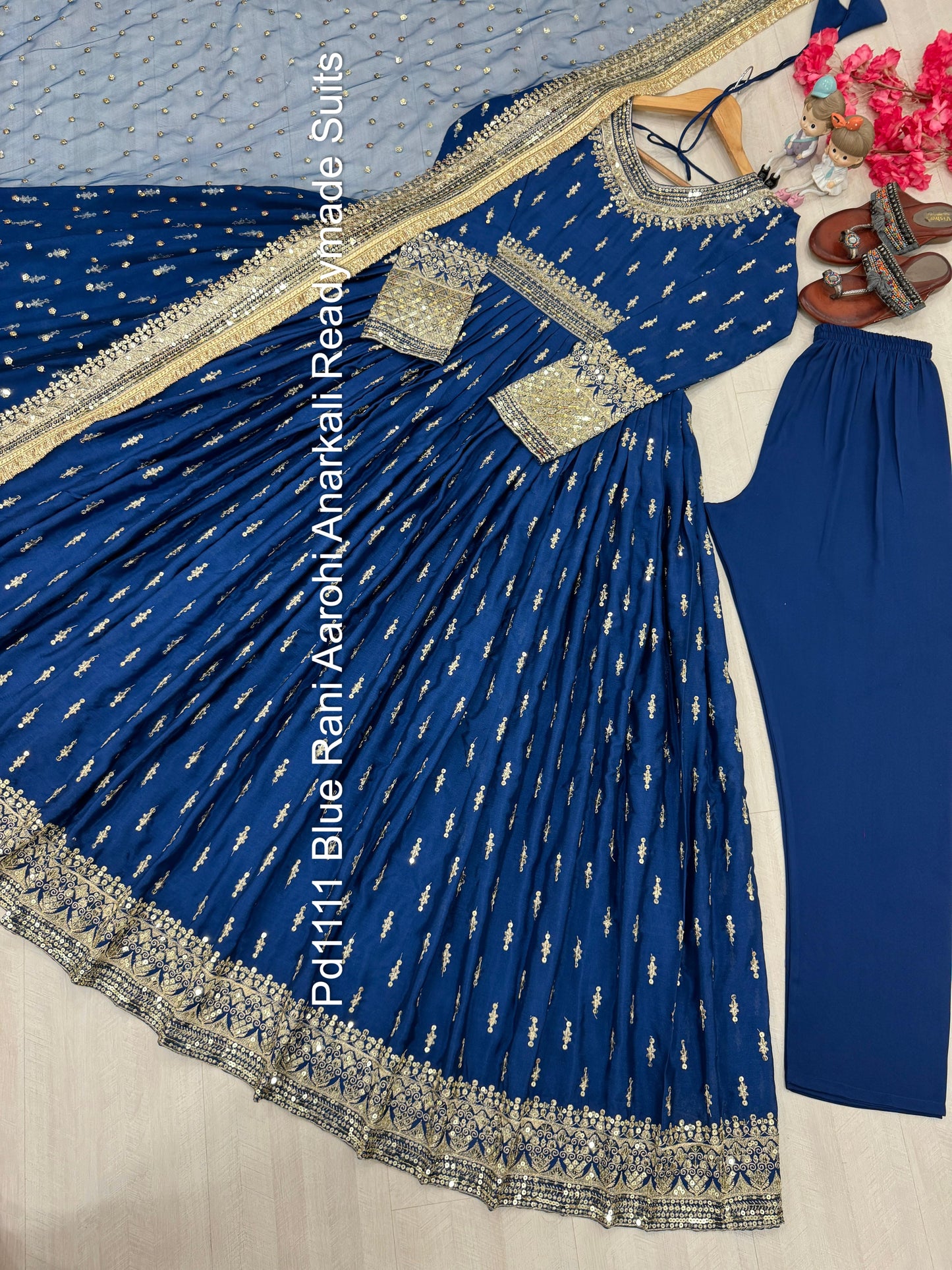 Pd1111 Blue Rani Aarohi Anarkali Readymade Suits