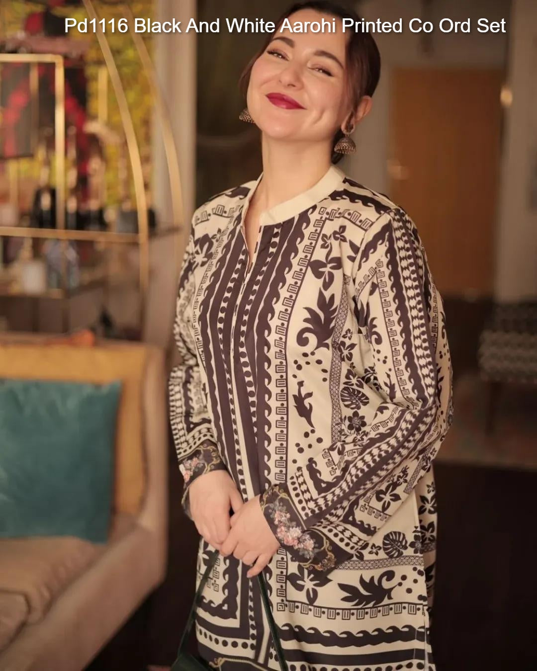 Pd1116 Black And White Aarohi Printed Co Ord Set
