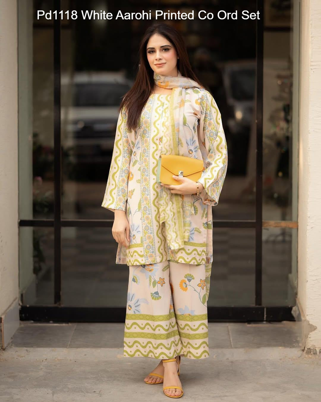 Pd1118 White Aarohi Printed Co Ord Set