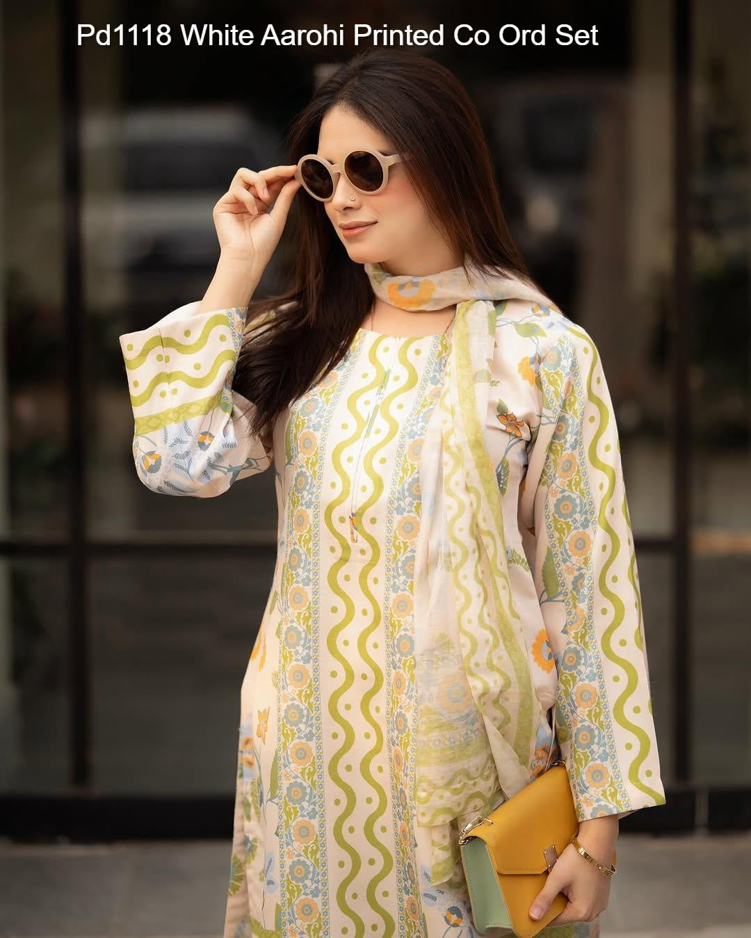 Pd1118 White Aarohi Printed Co Ord Set