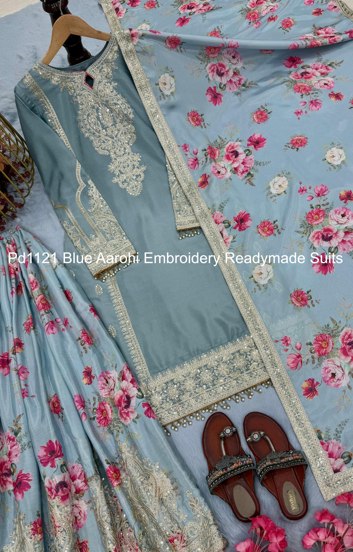 Pd1121 Blue Aarohi Embroidery Readymade Suits