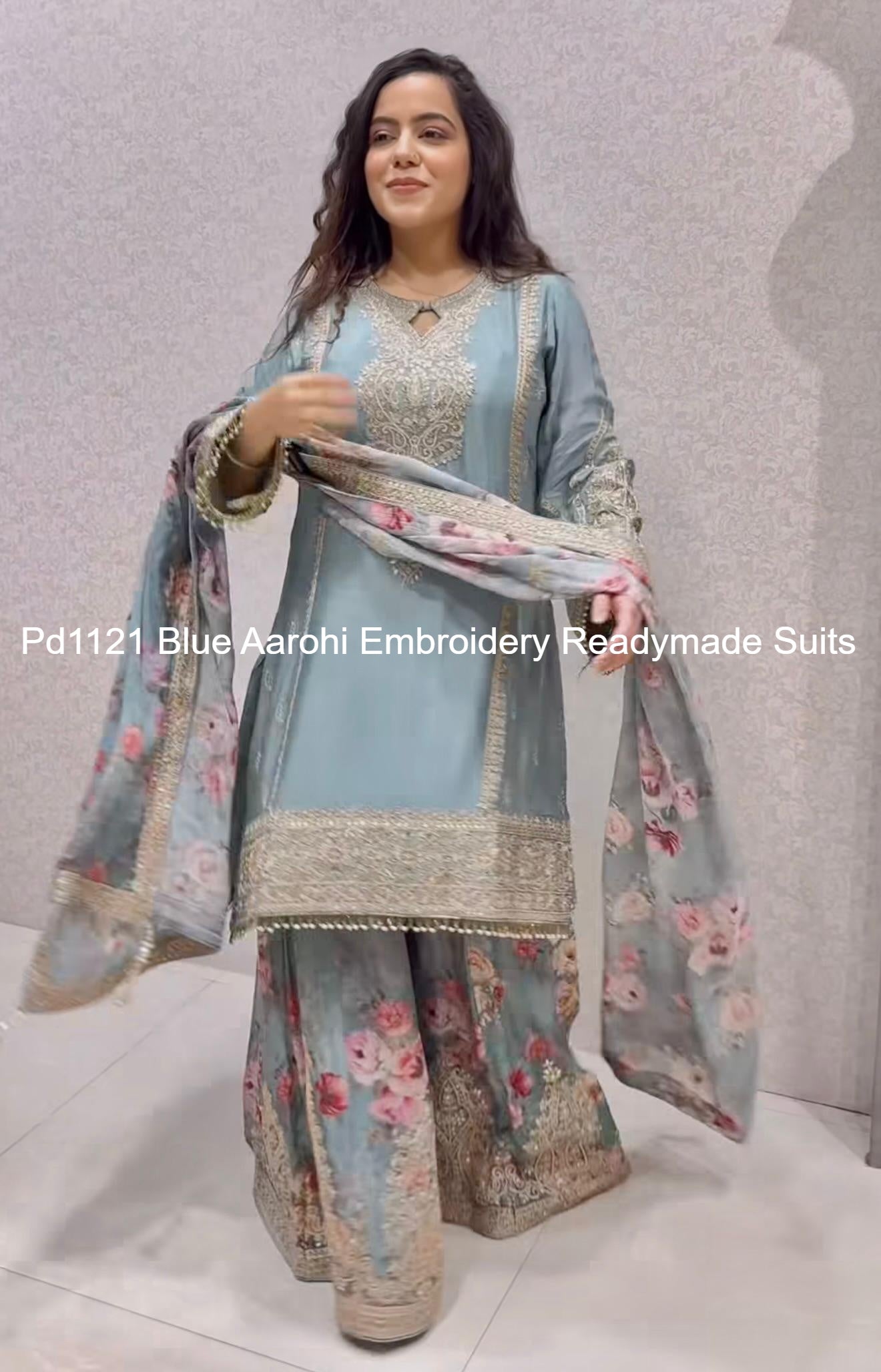 Pd1121 Blue Aarohi Embroidery Readymade Suits