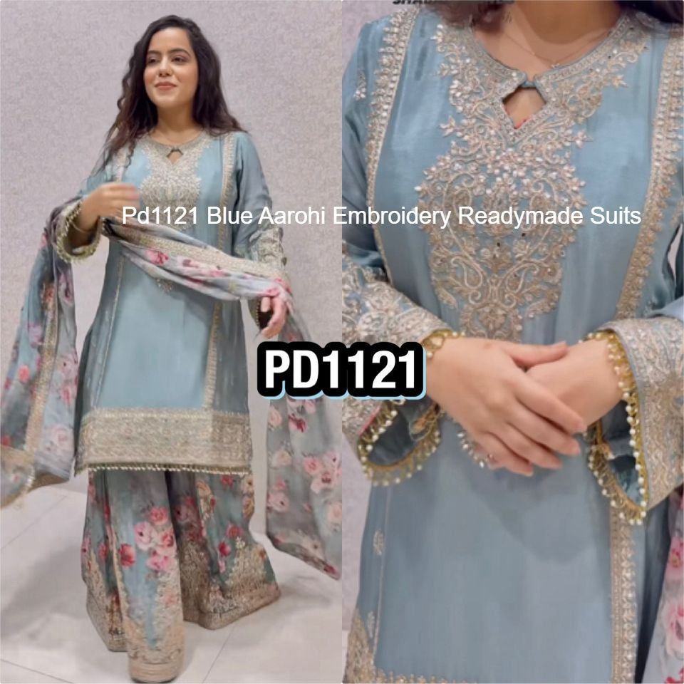 Pd1121 Blue Aarohi Embroidery Readymade Suits