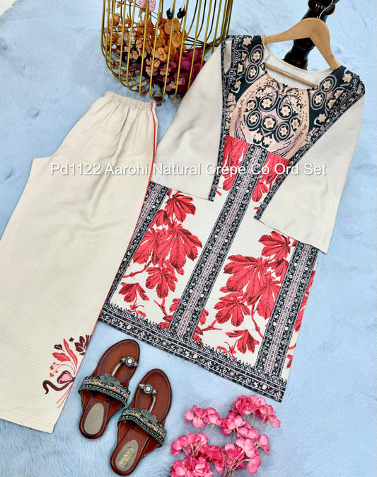Pd1122 Aarohi Natural Crepe Co Ord Set