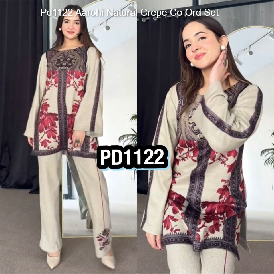 Pd1122 Aarohi Natural Crepe Co Ord Set