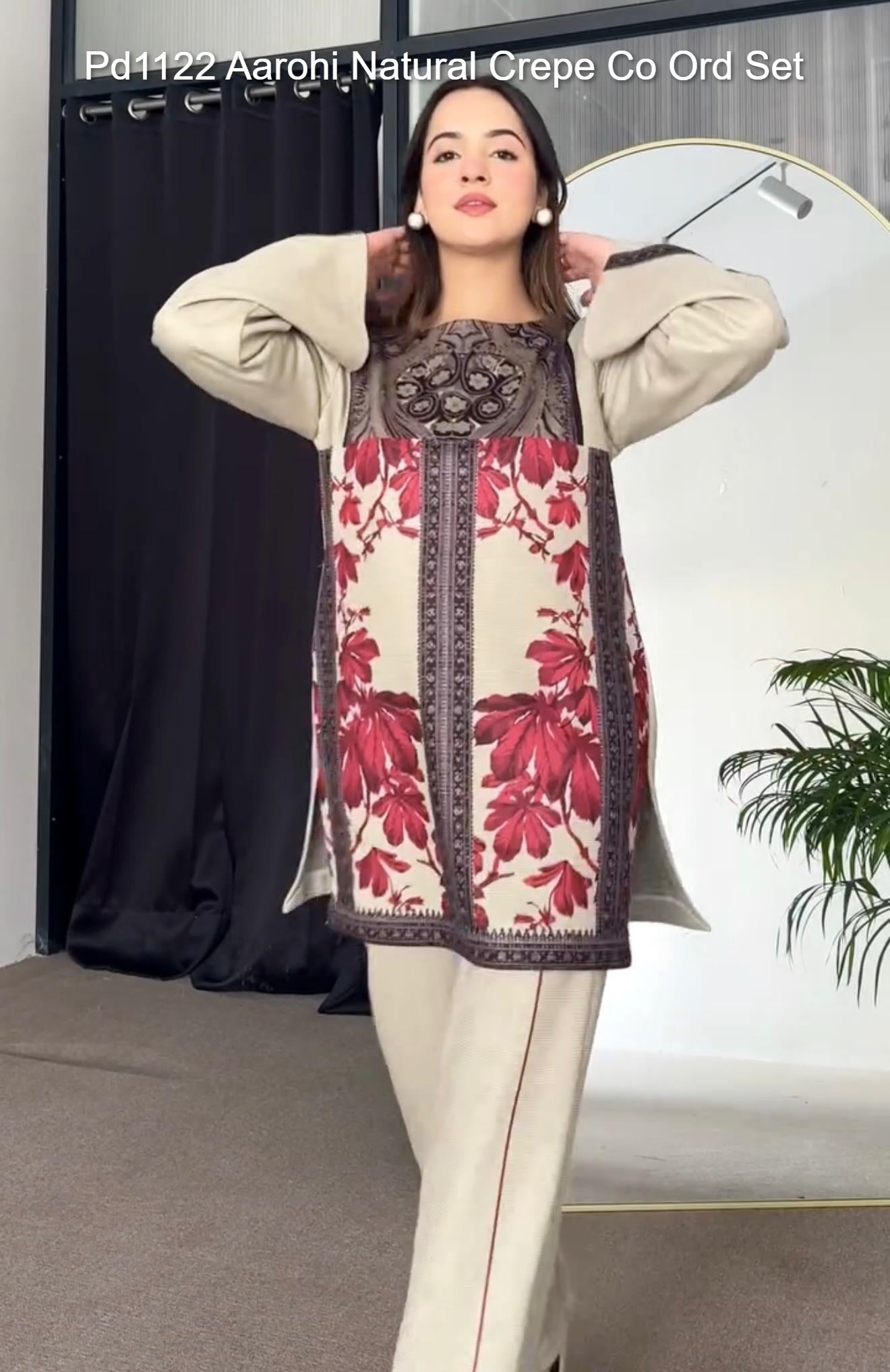 Pd1122 Aarohi Natural Crepe Co Ord Set