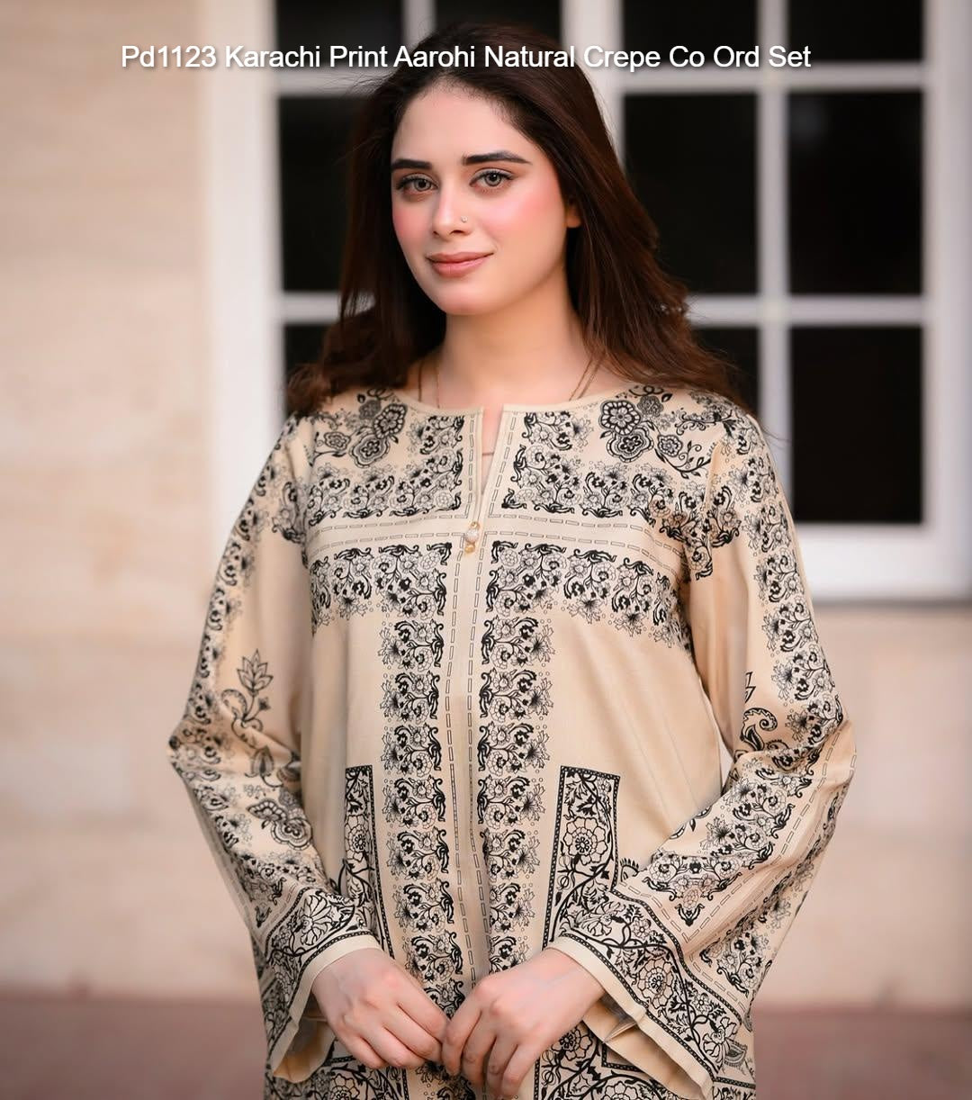 Pd1123 Karachi Print Aarohi Natural Crepe Co Ord Set