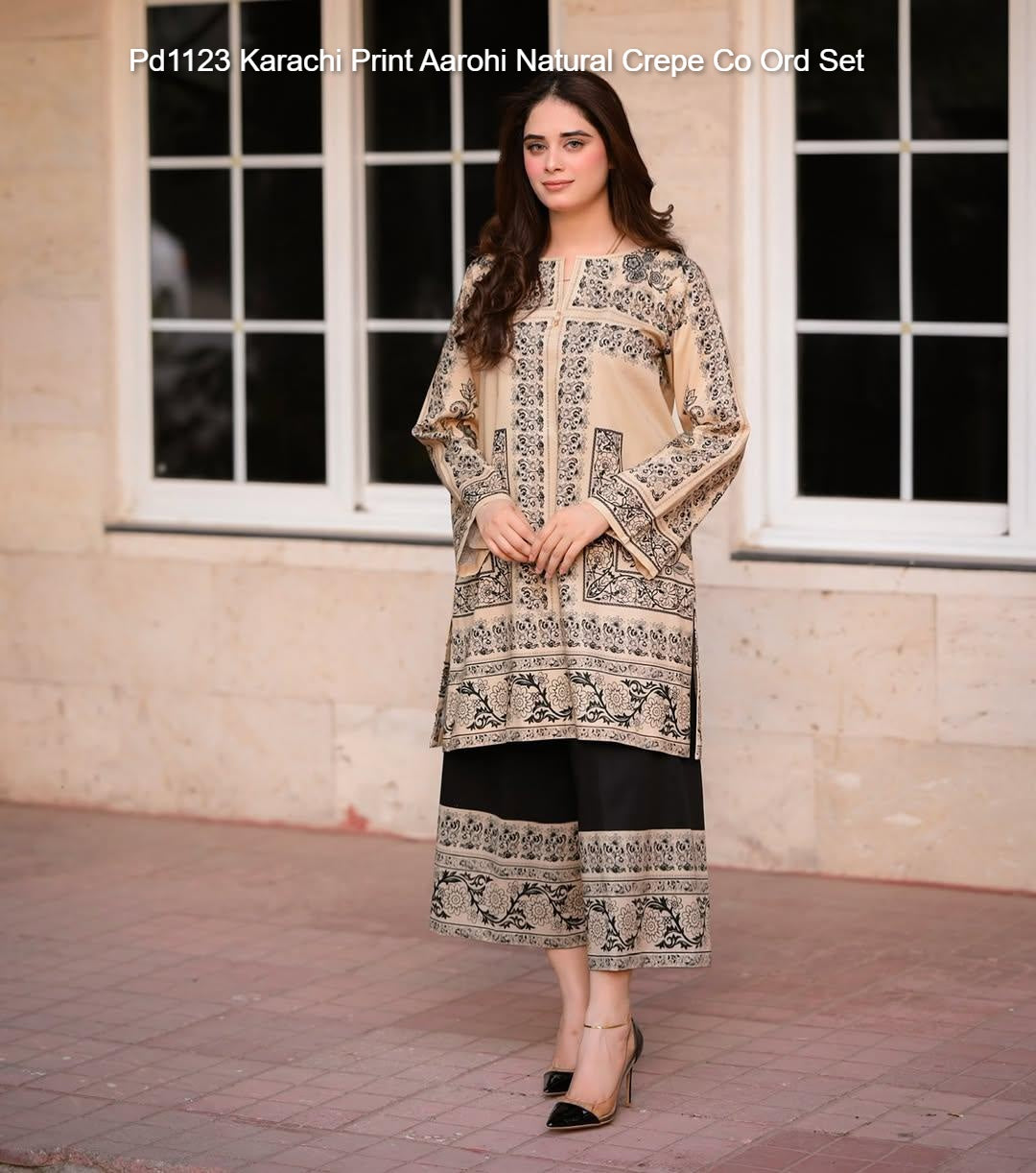 Pd1123 Karachi Print Aarohi Natural Crepe Co Ord Set