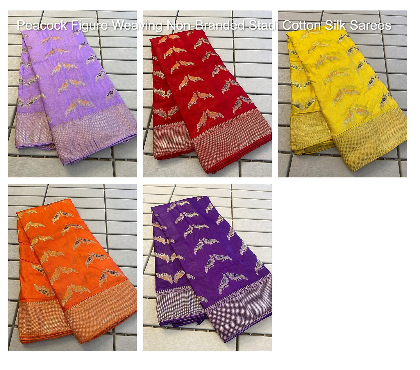 Peacock Figure Weaving Non-Branded Stadi Cotton Silk Sarees