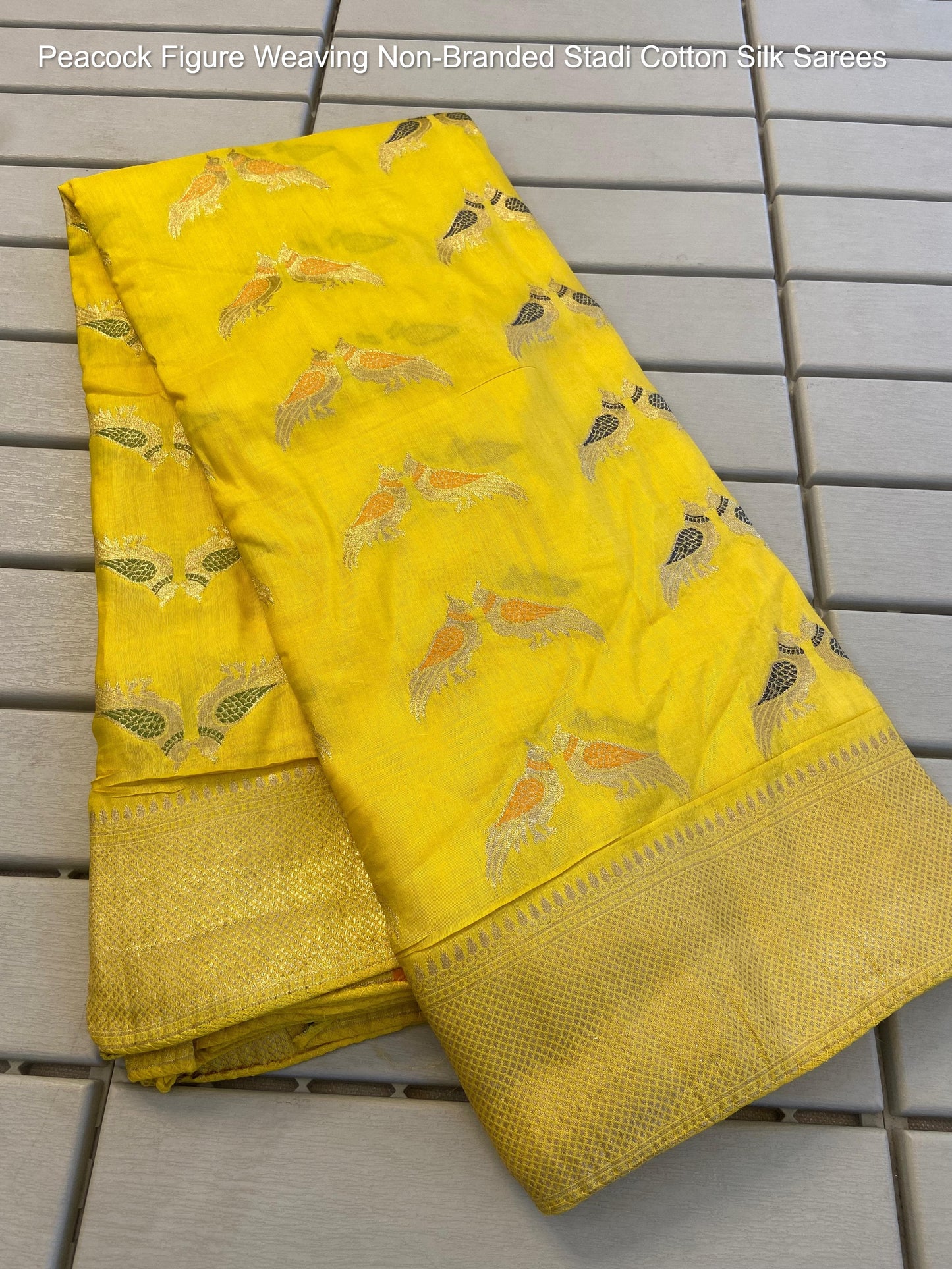 Peacock Figure Weaving Non-Branded Stadi Cotton Silk Sarees