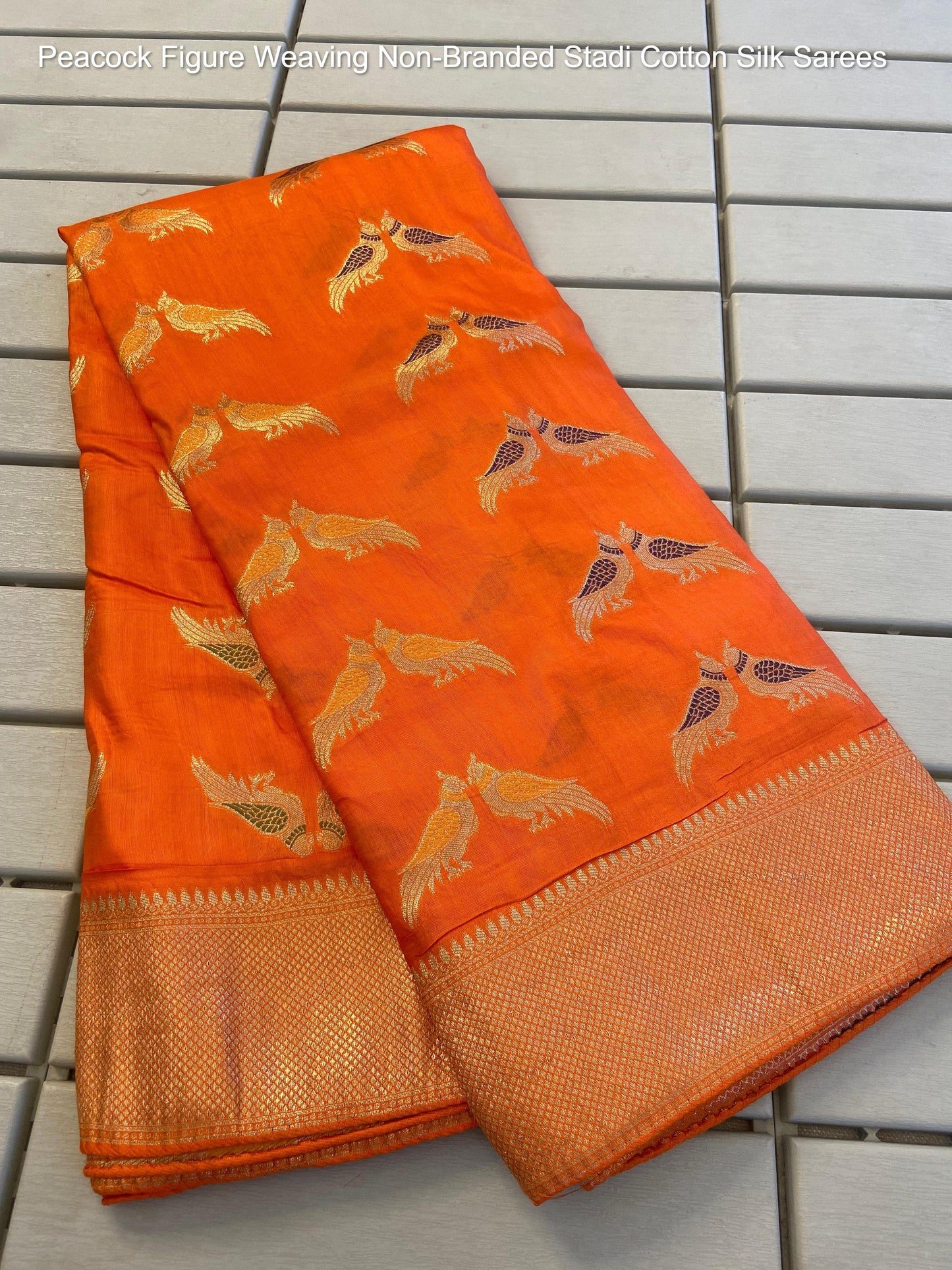 Peacock Figure Weaving Non-Branded Stadi Cotton Silk Sarees