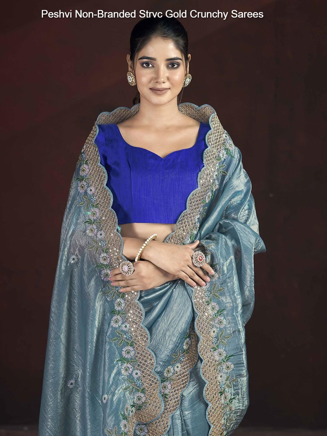 Peshvi Non-Branded Strvc Gold Crunchy Sarees