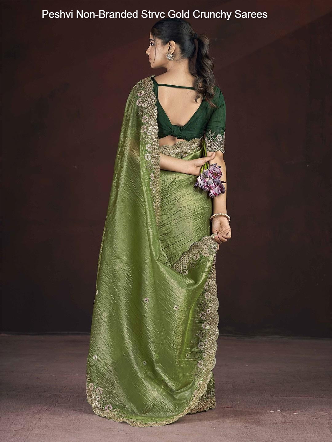 Peshvi Non-Branded Strvc Gold Crunchy Sarees