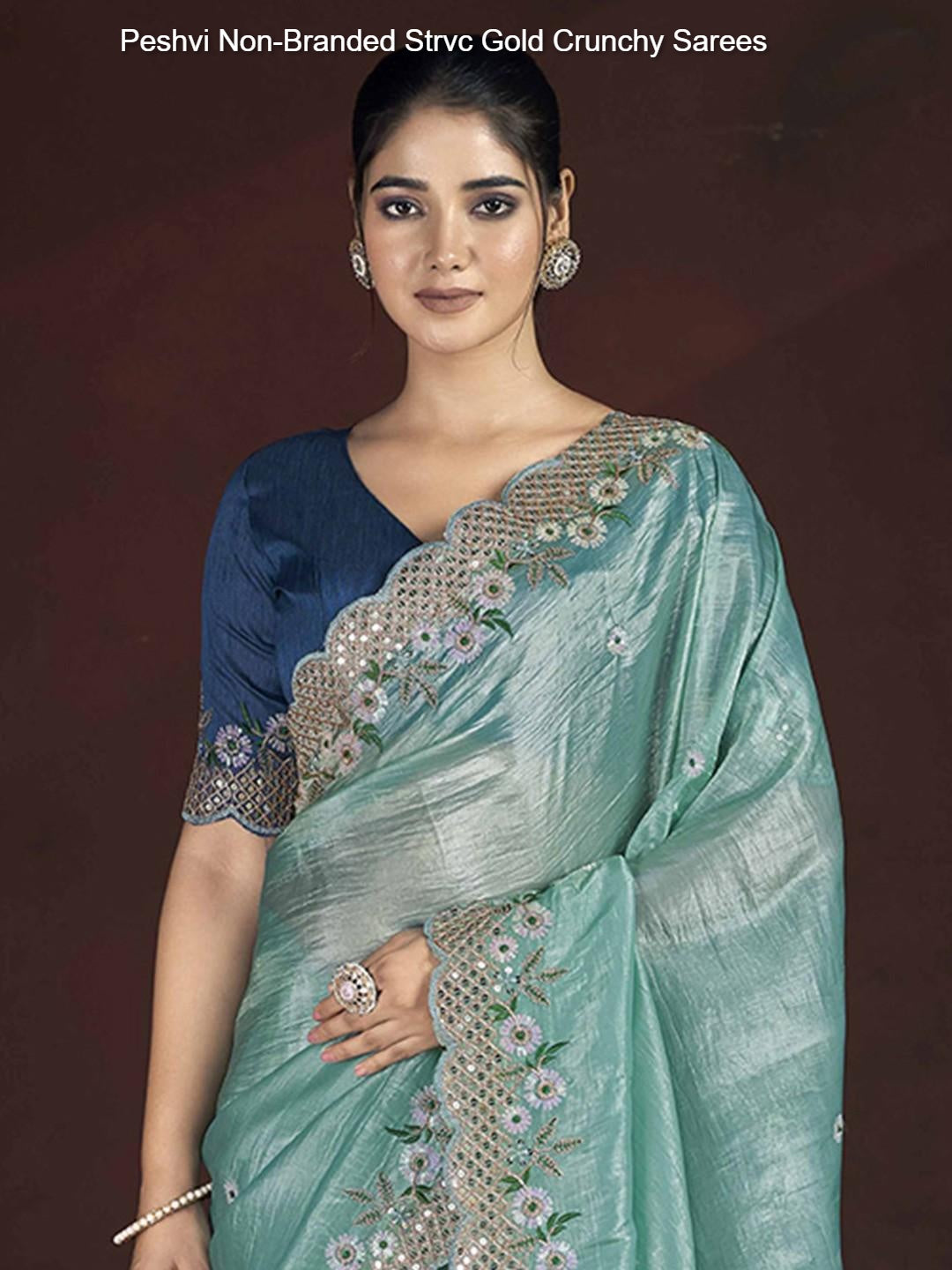 Peshvi Non-Branded Strvc Gold Crunchy Sarees