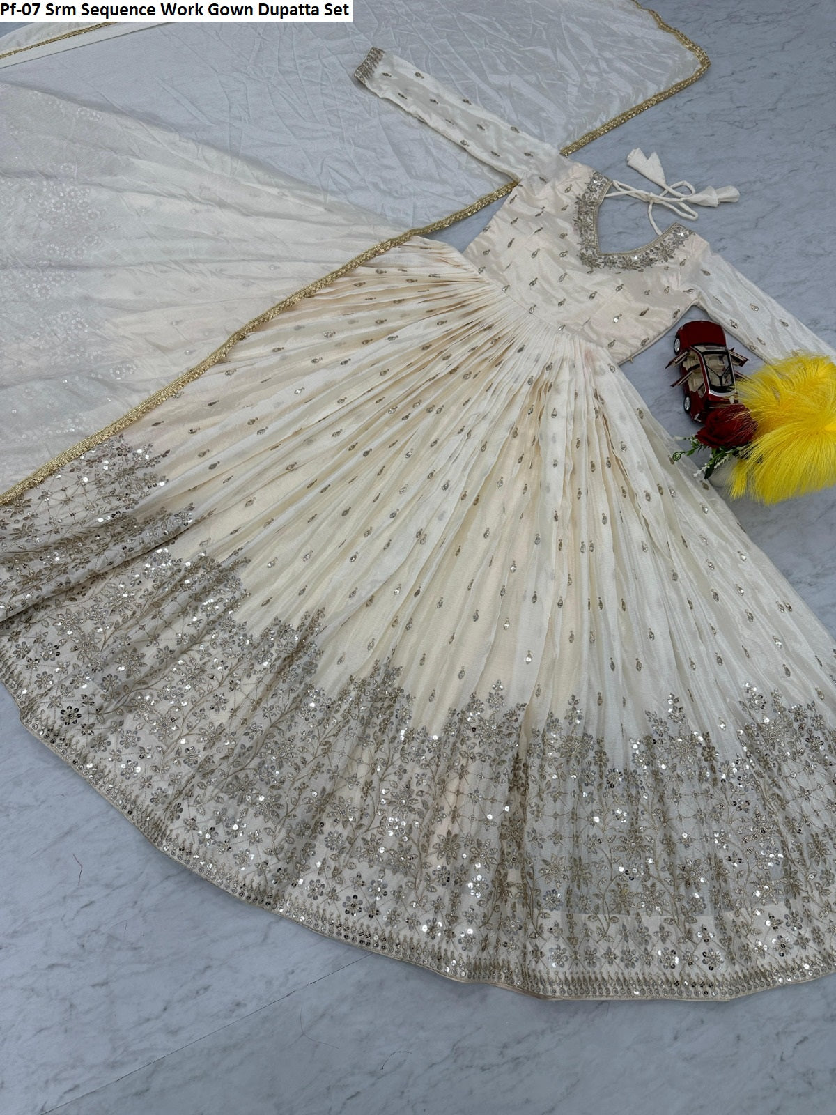 Pf-07 Srm Sequence Work Gown Dupatta Set