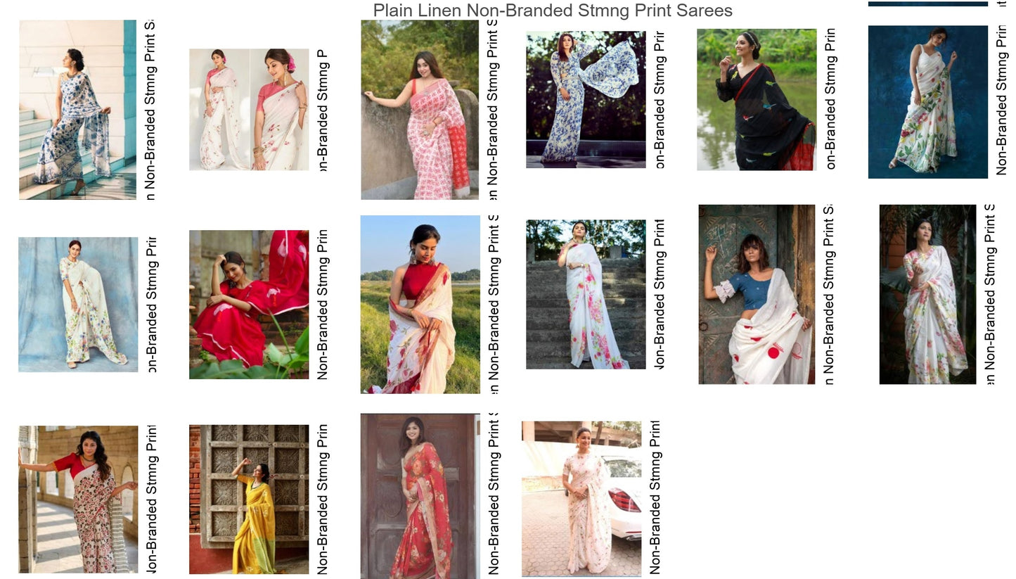 Plain Linen Non-Branded Stmng Print Sarees