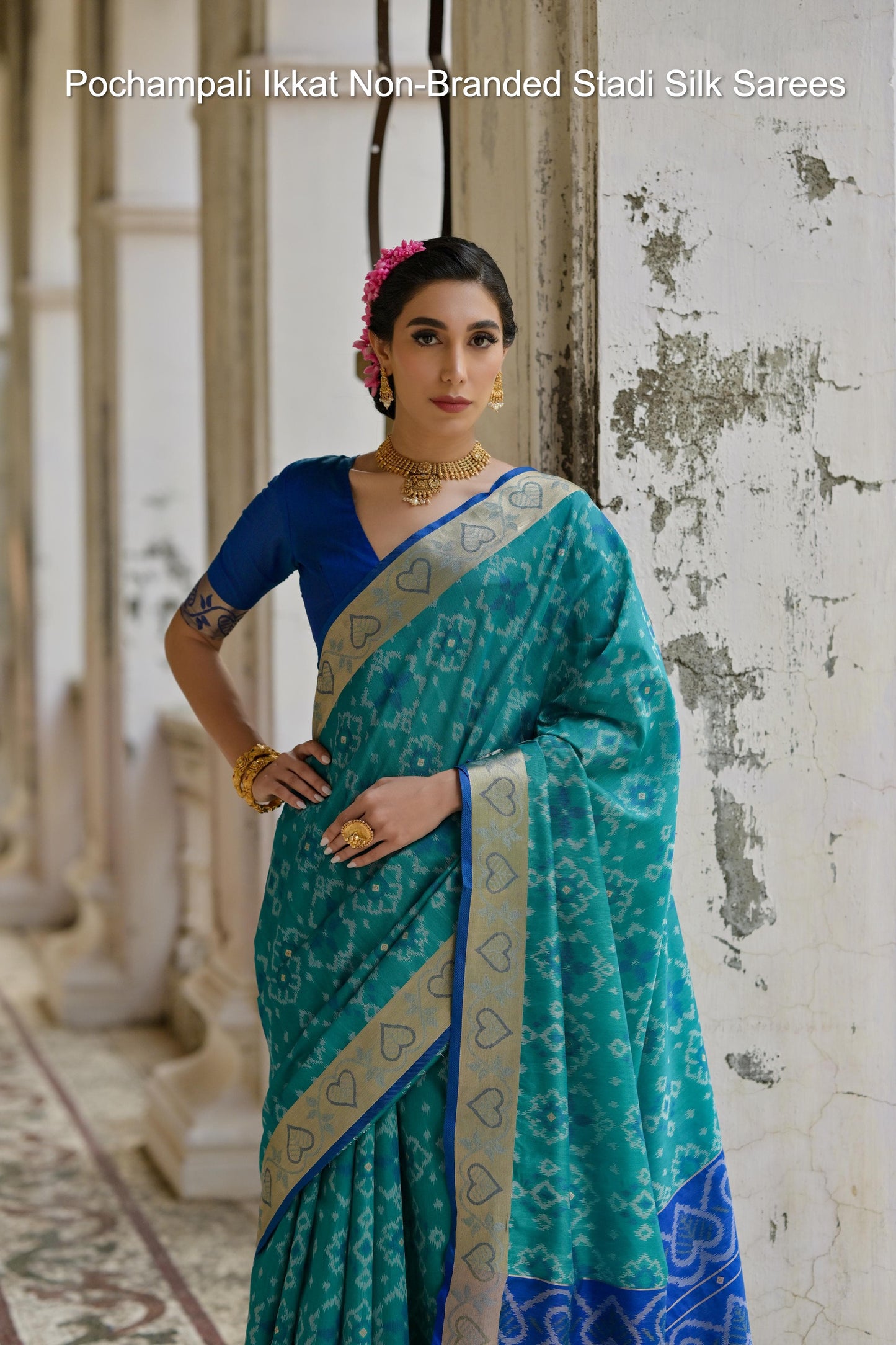 Pochampali Ikkat Non-Branded Stadi Silk Sarees