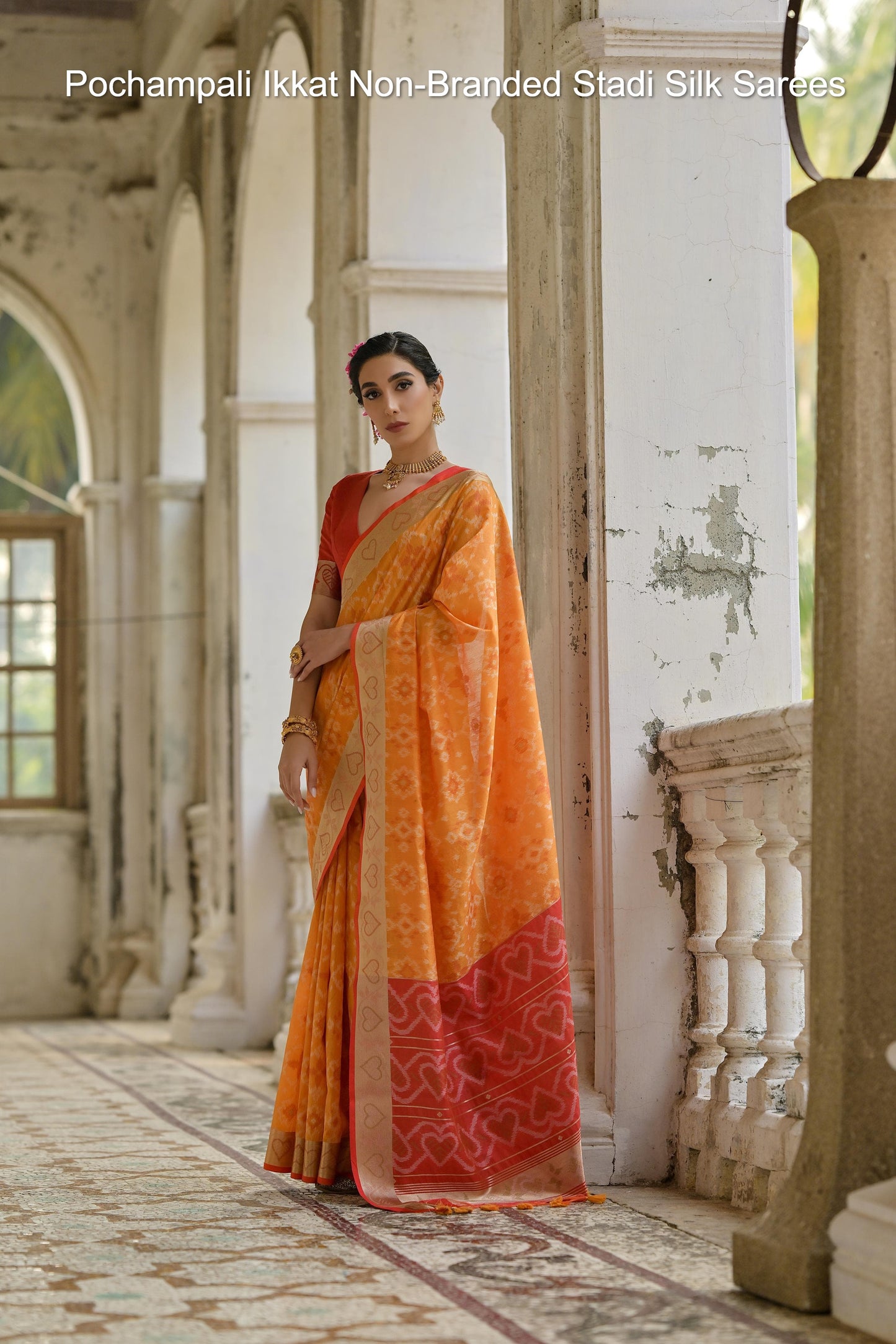 Pochampali Ikkat Non-Branded Stadi Silk Sarees