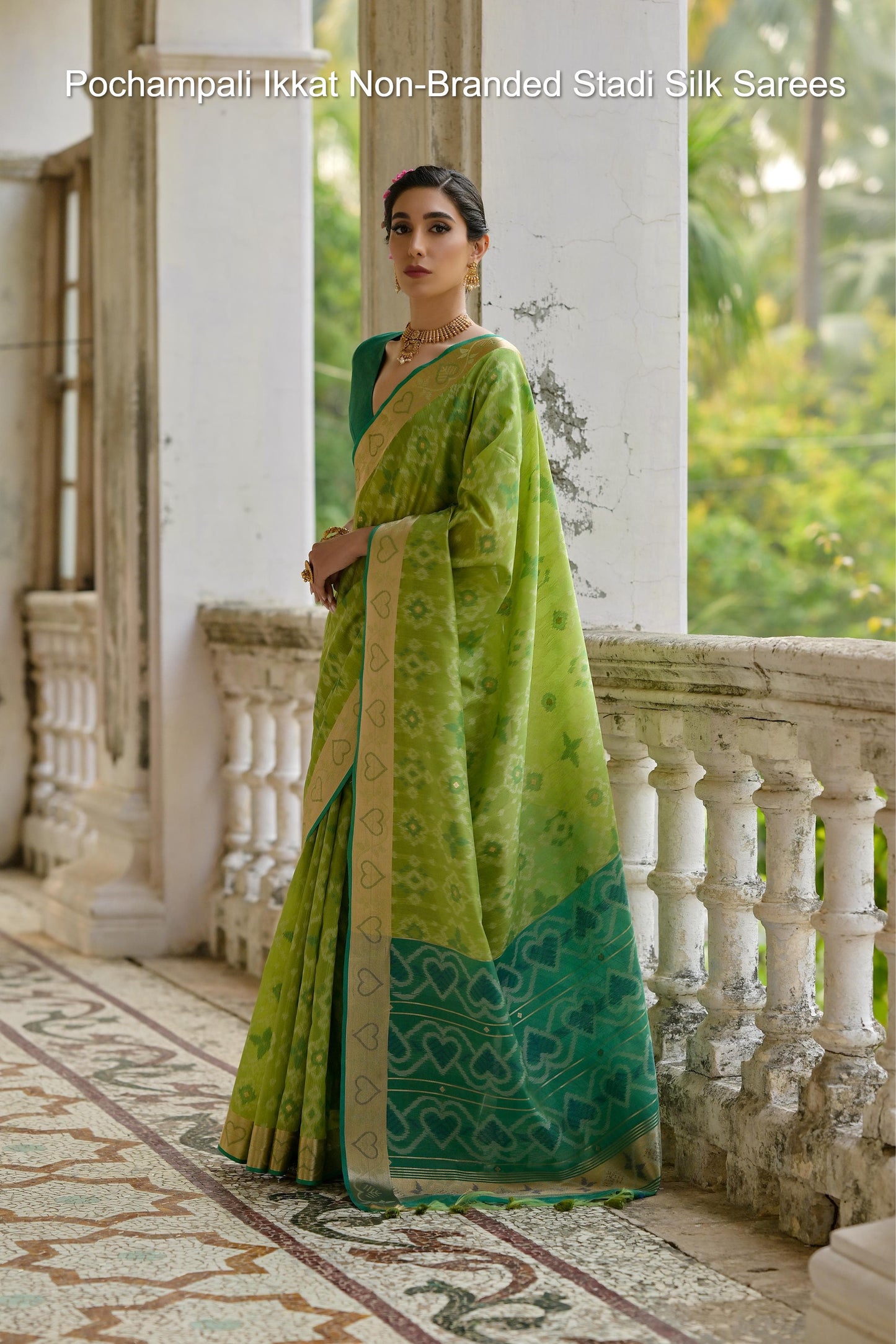 Pochampali Ikkat Non-Branded Stadi Silk Sarees