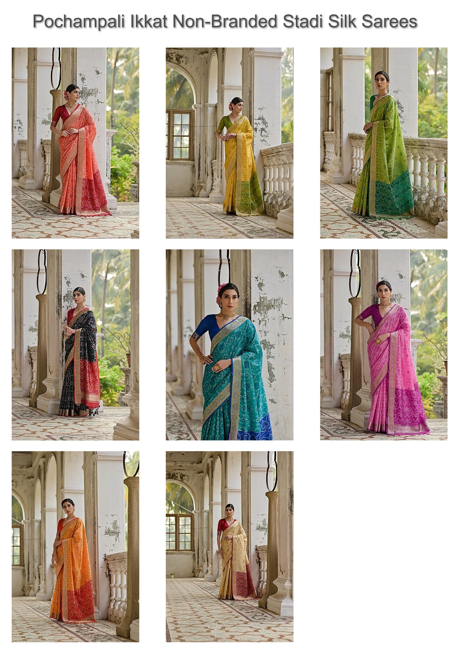 Pochampali Ikkat Non-Branded Stadi Silk Sarees