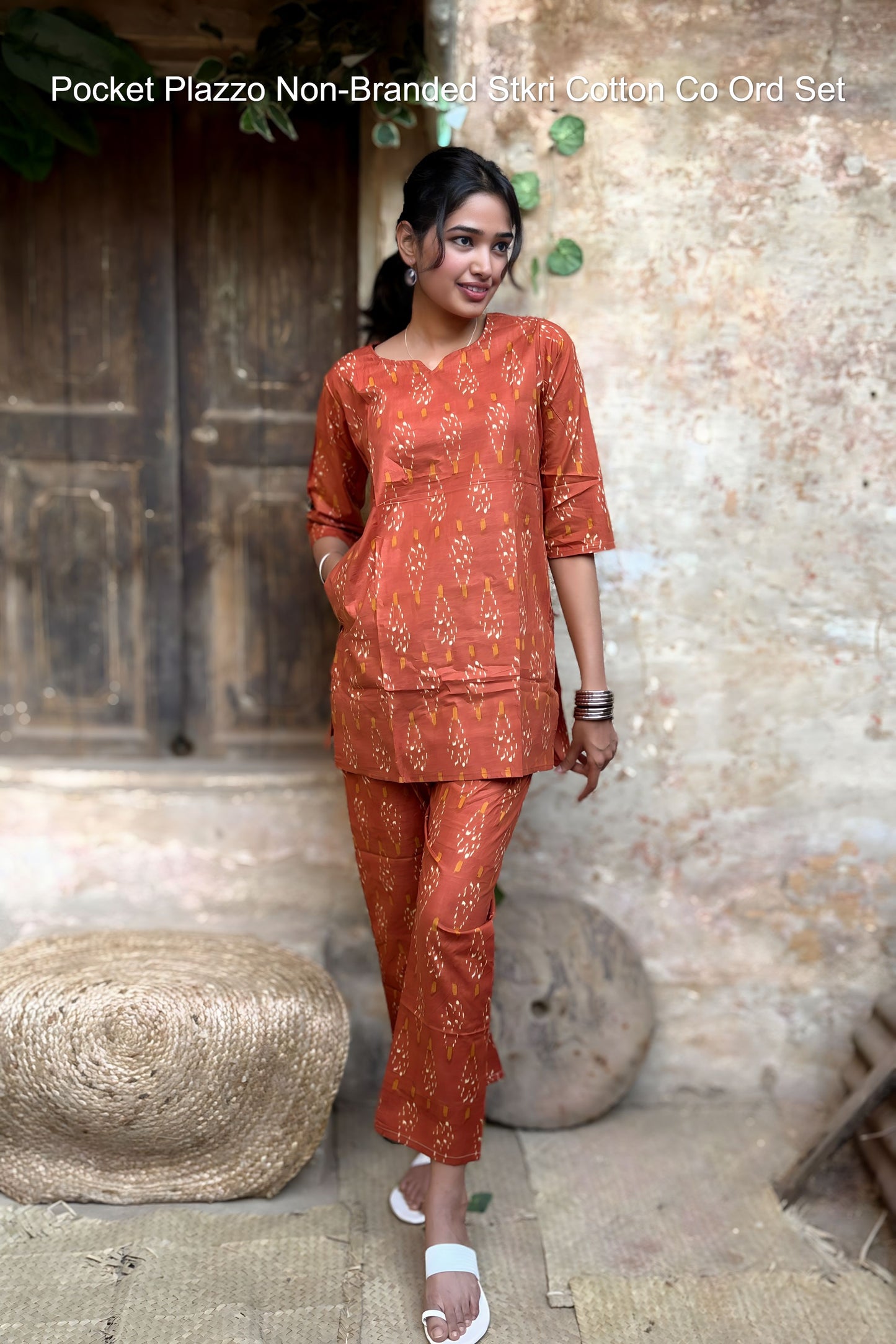 Pocket Plazzo Non-Branded Stkri Cotton Co Ord Set