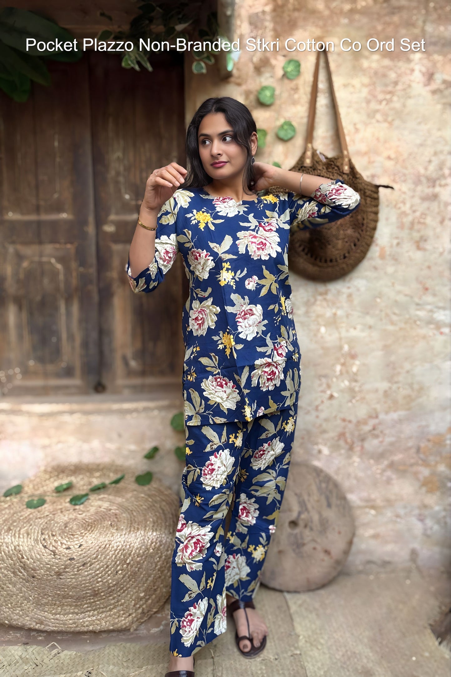 Pocket Plazzo Non-Branded Stkri Cotton Co Ord Set