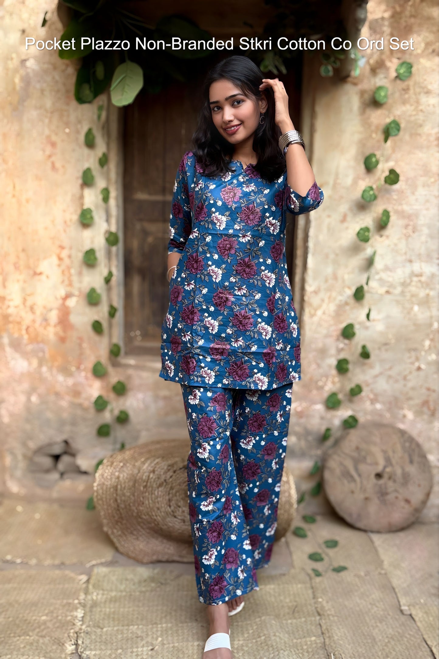 Pocket Plazzo Non-Branded Stkri Cotton Co Ord Set