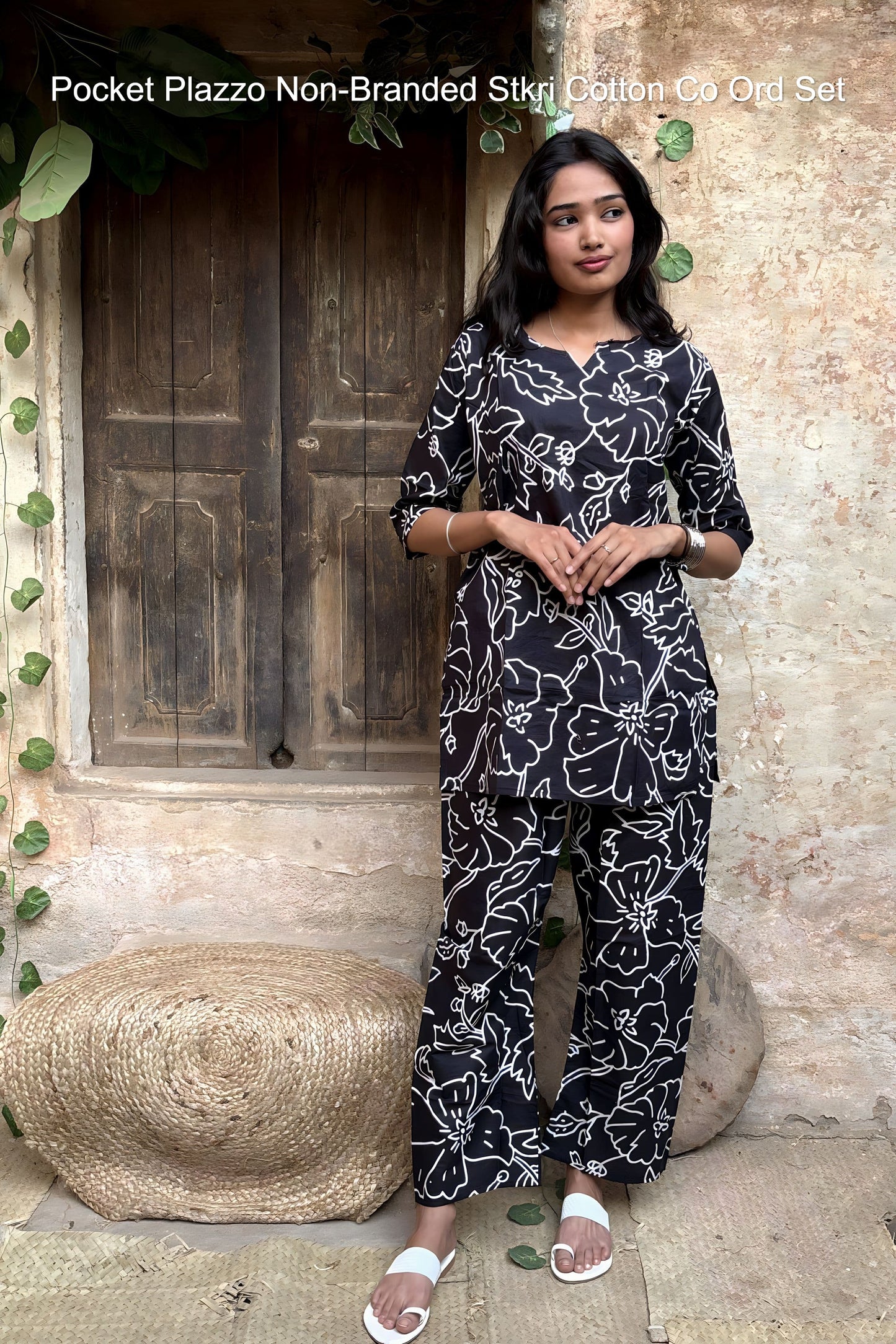 Pocket Plazzo Non-Branded Stkri Cotton Co Ord Set