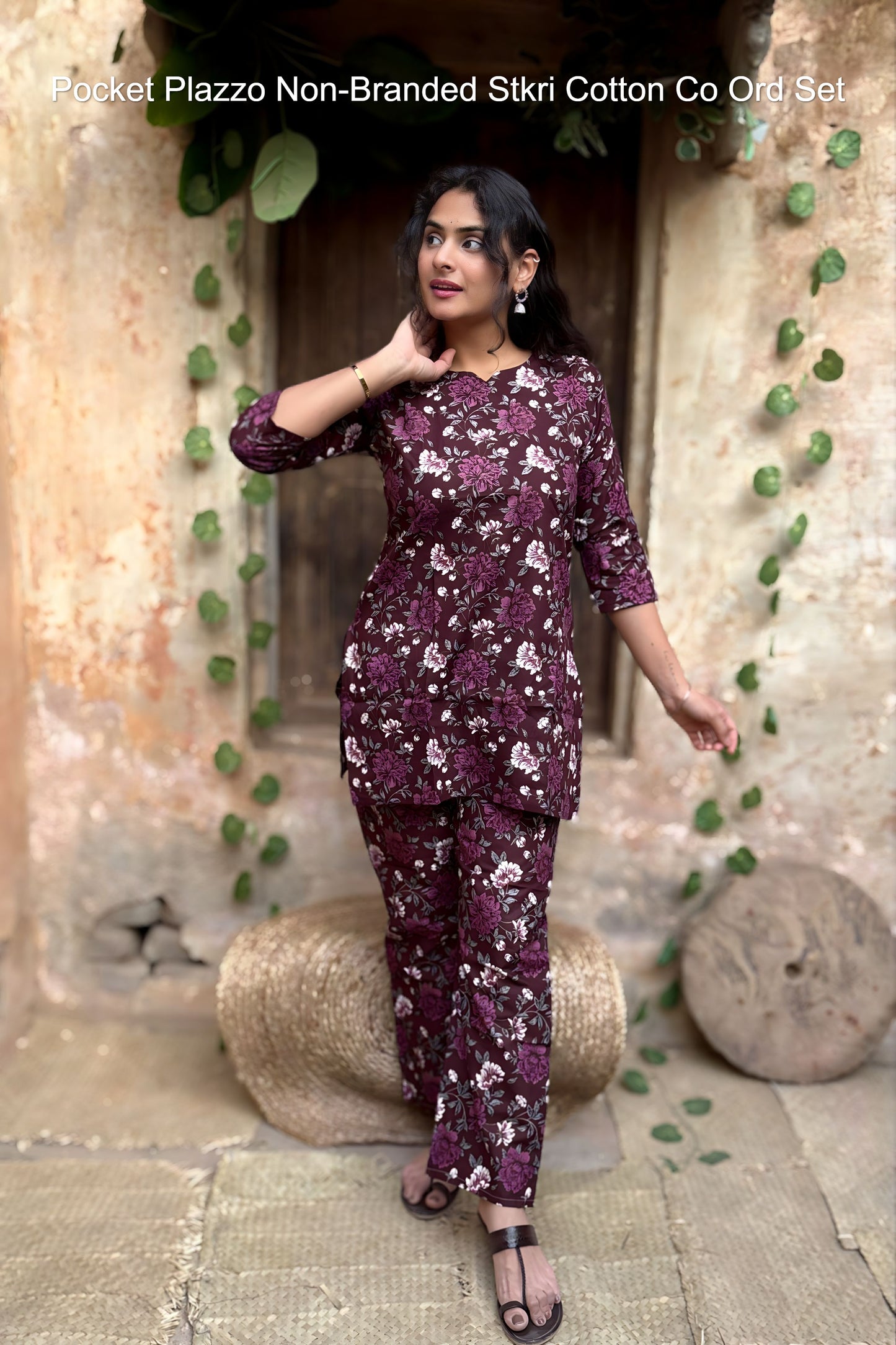 Pocket Plazzo Non-Branded Stkri Cotton Co Ord Set