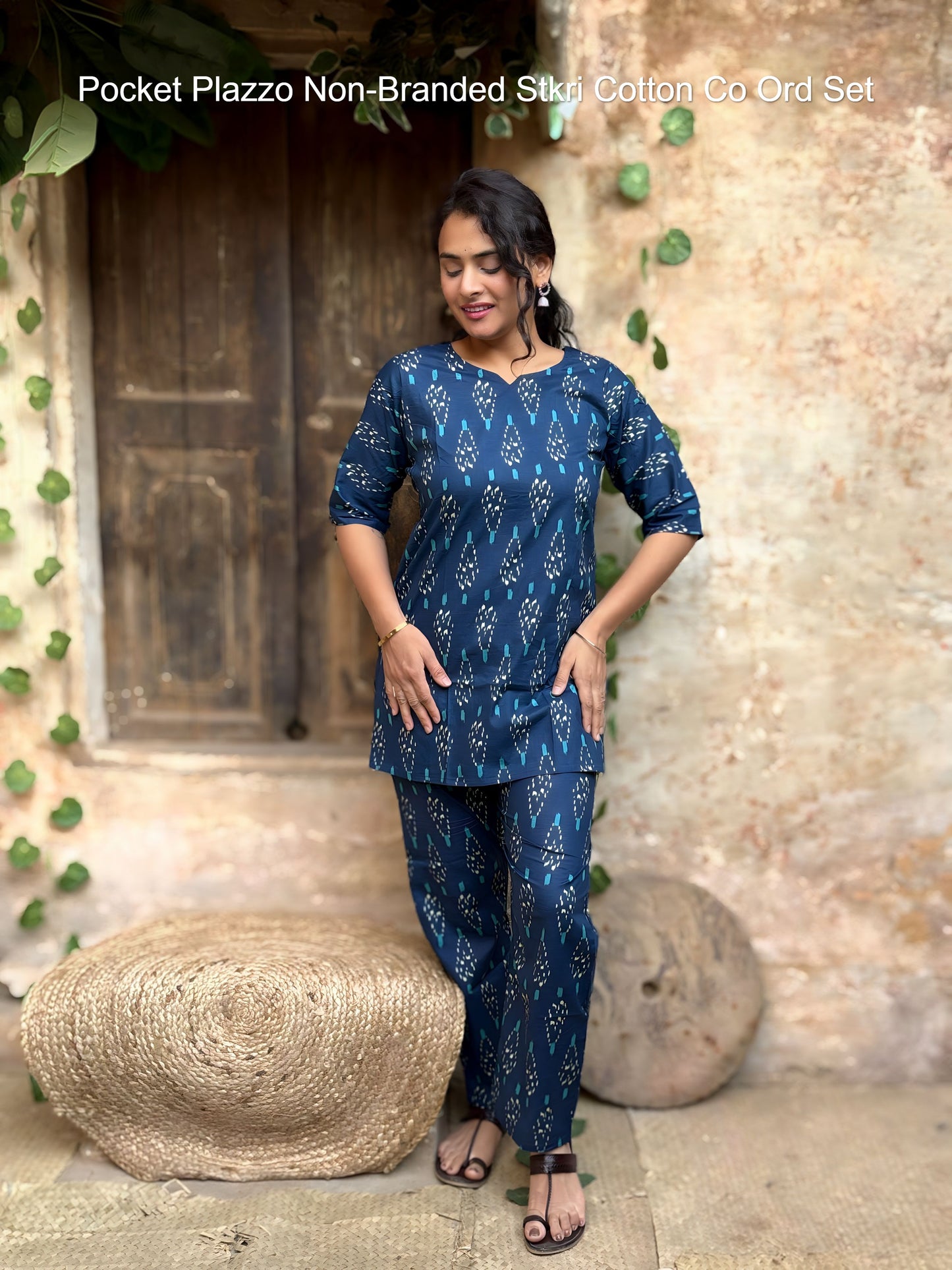 Pocket Plazzo Non-Branded Stkri Cotton Co Ord Set
