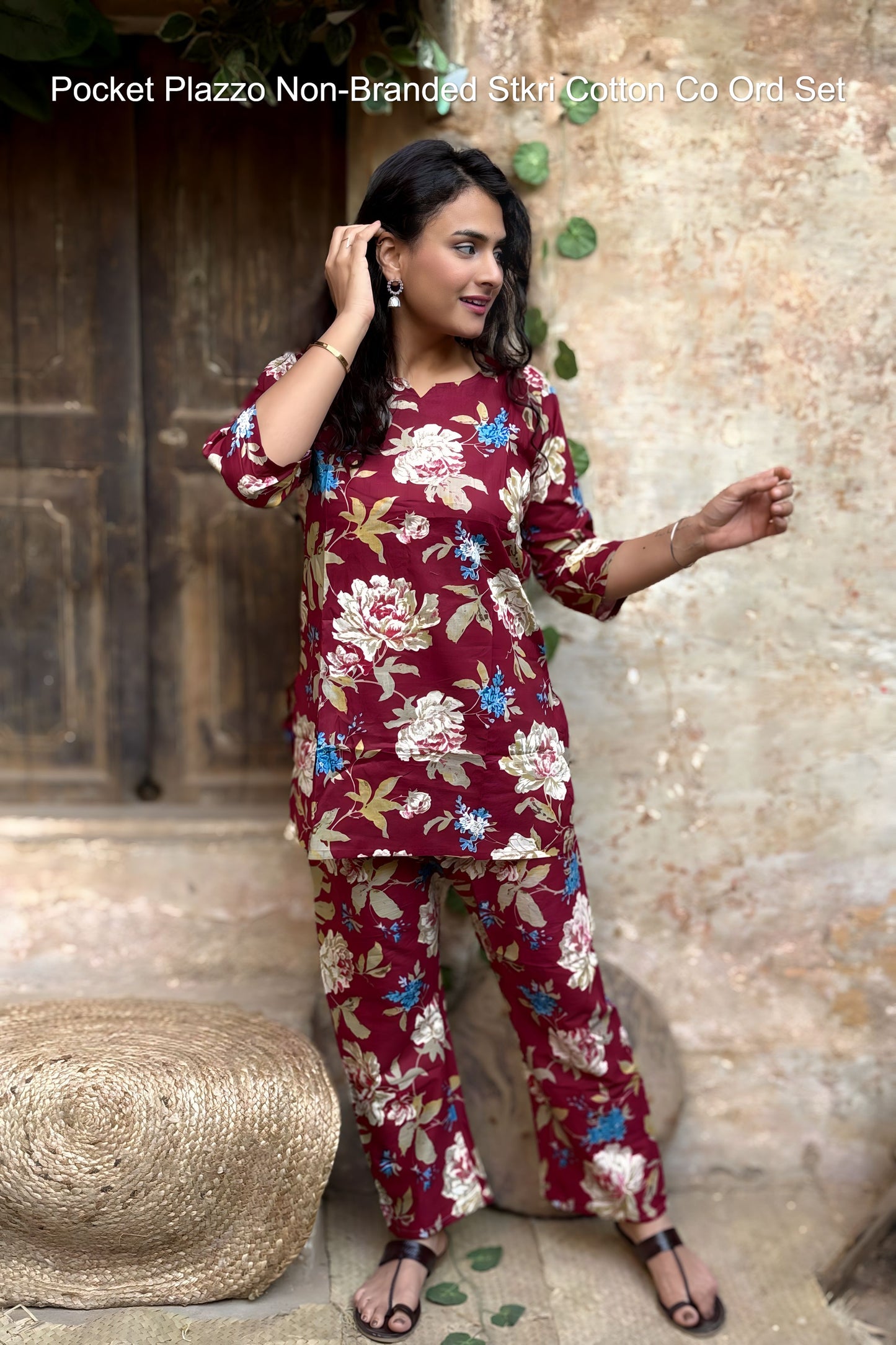 Pocket Plazzo Non-Branded Stkri Cotton Co Ord Set