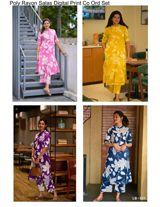 Poly Rayon Salas Digital Print Co Ord Set