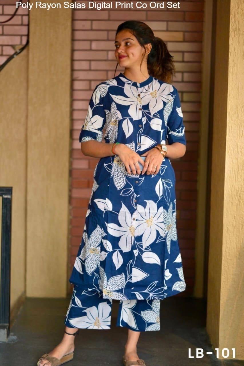 Poly Rayon Salas Digital Print Co Ord Set
