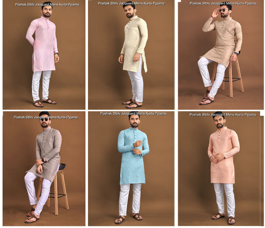 Poshak Stblv Jacquard Mens Kurta Pyjama