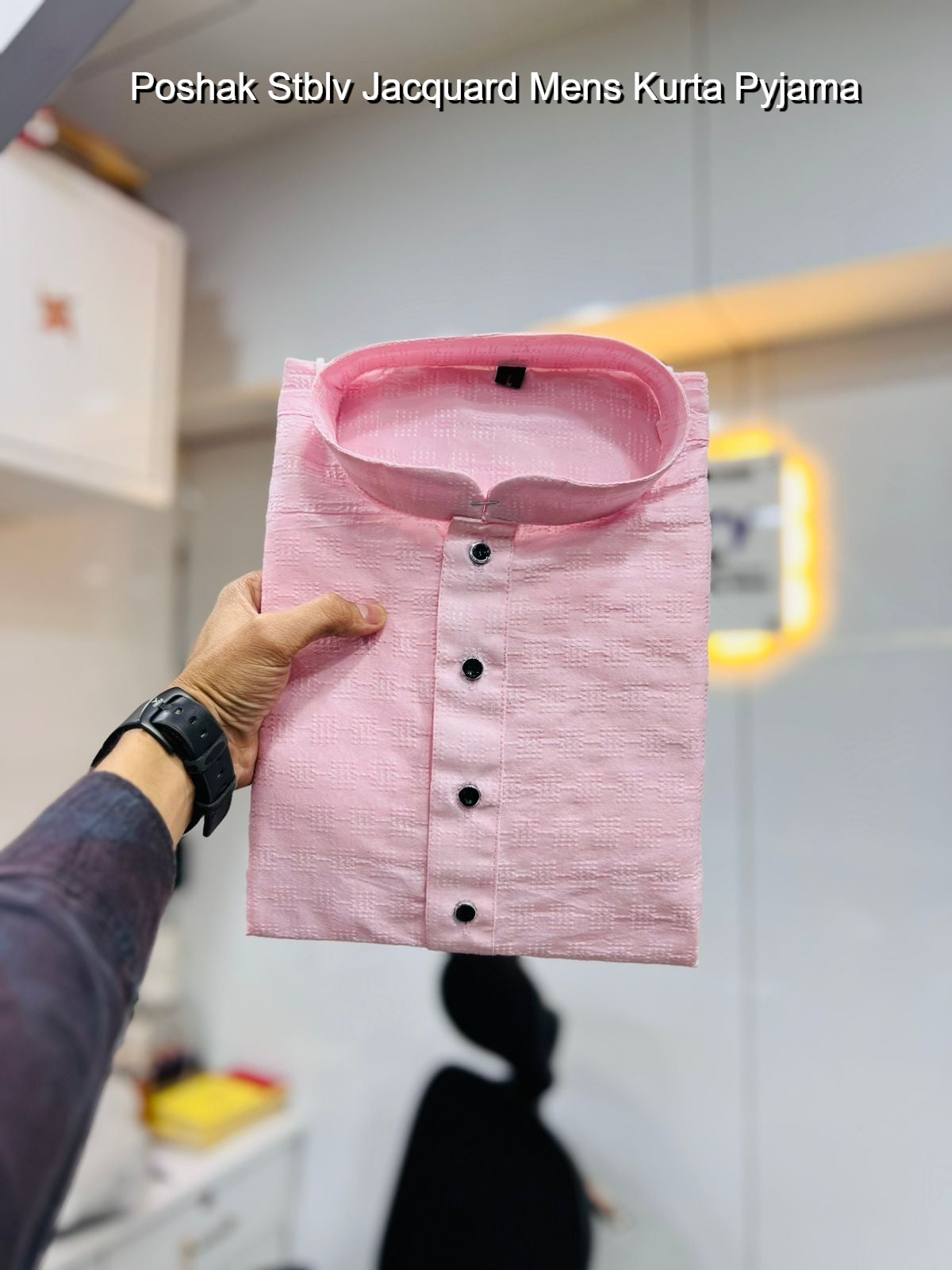Poshak Stblv Jacquard Mens Kurta Pyjama