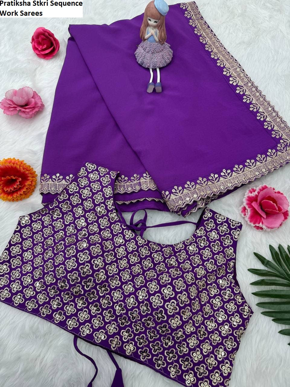 Pratiksha Stkri Sequence Work Sarees