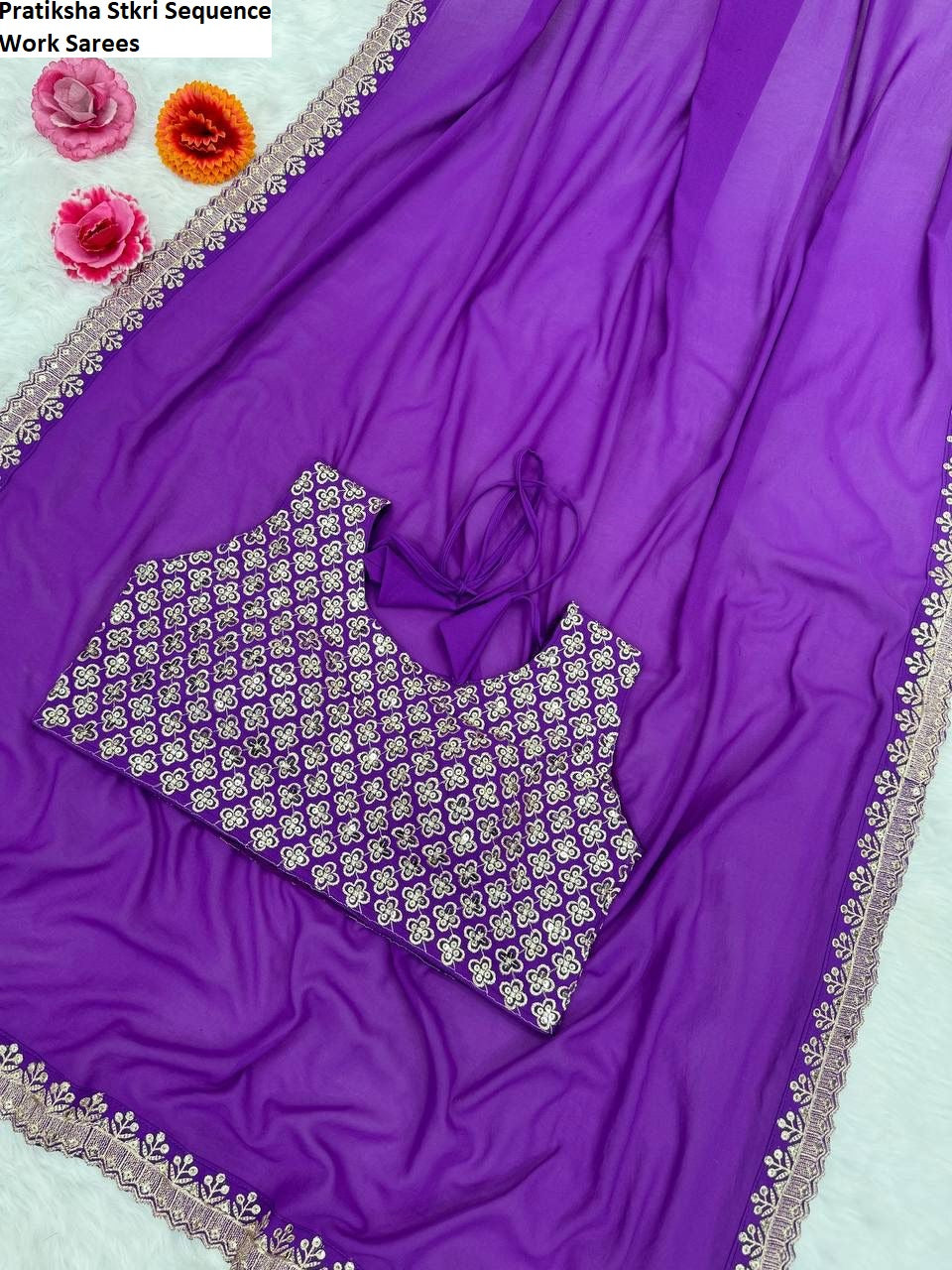 Pratiksha Stkri Sequence Work Sarees