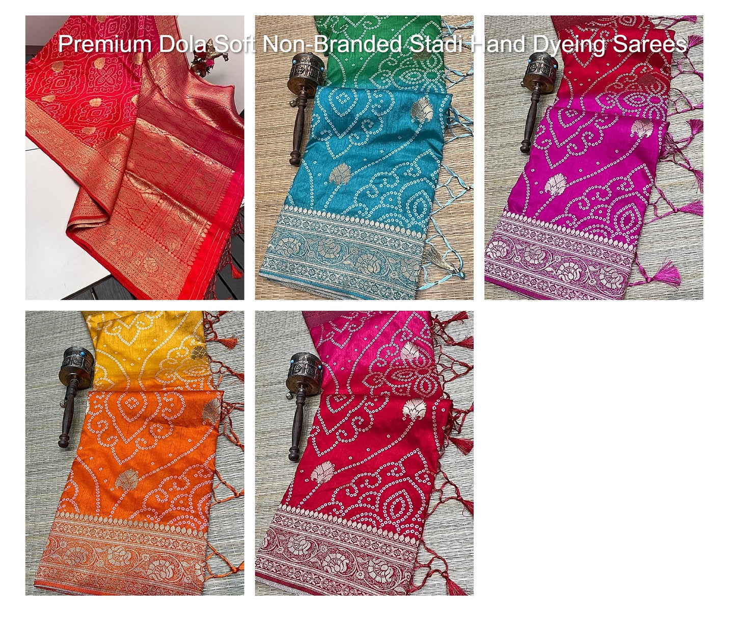Premium Dola Soft Non-Branded Stadi Hand Dyeing Sarees