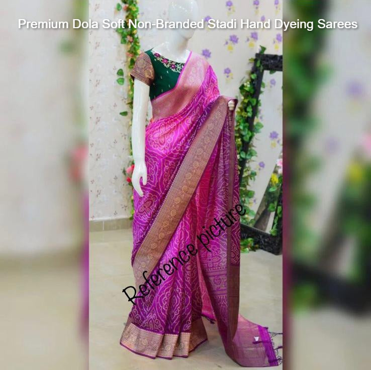 Premium Dola Soft Non-Branded Stadi Hand Dyeing Sarees