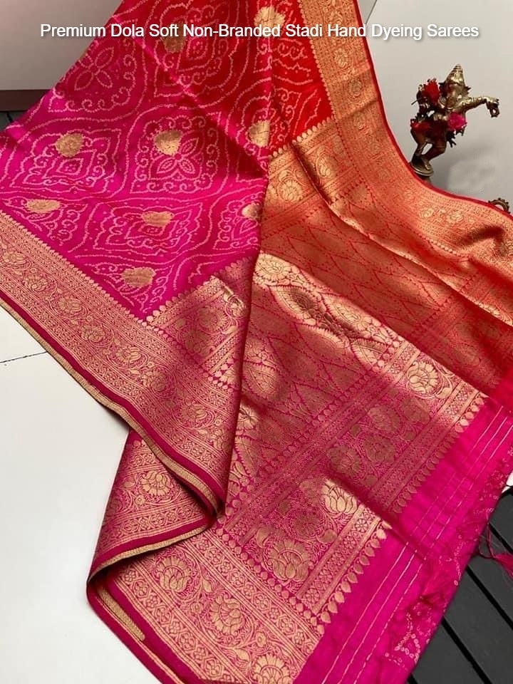 Premium Dola Soft Non-Branded Stadi Hand Dyeing Sarees