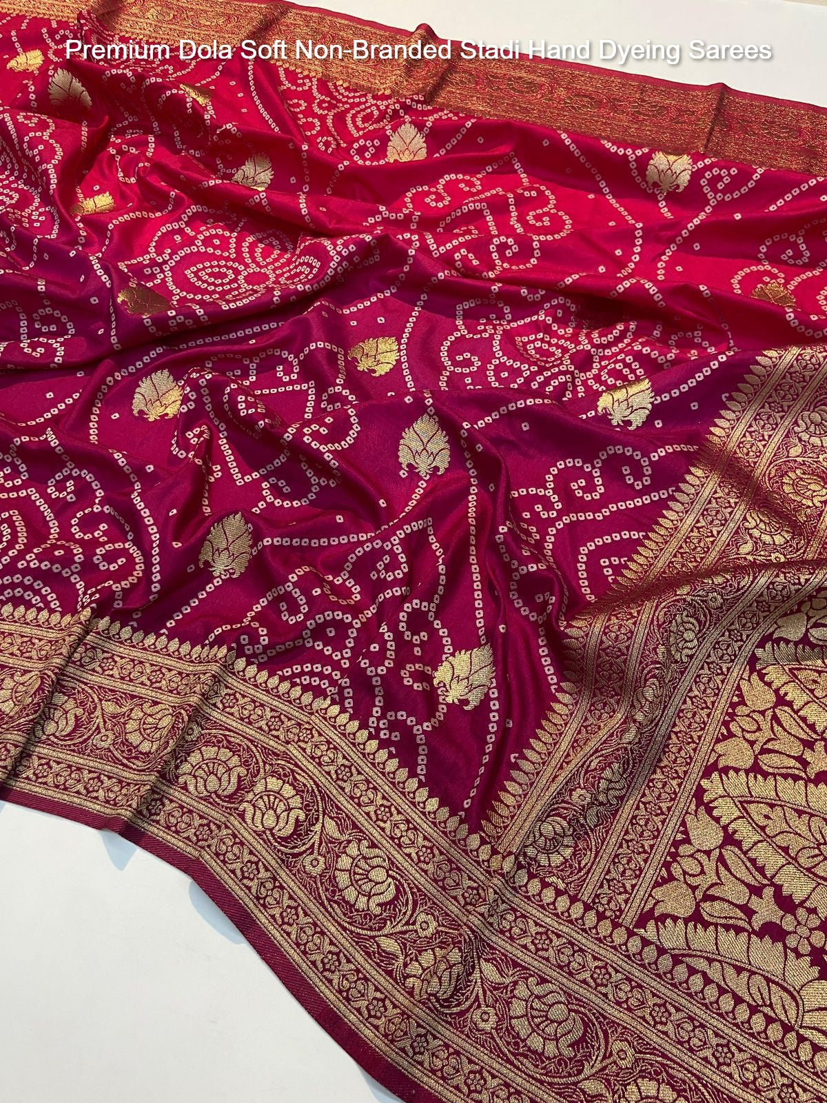 Premium Dola Soft Non-Branded Stadi Hand Dyeing Sarees