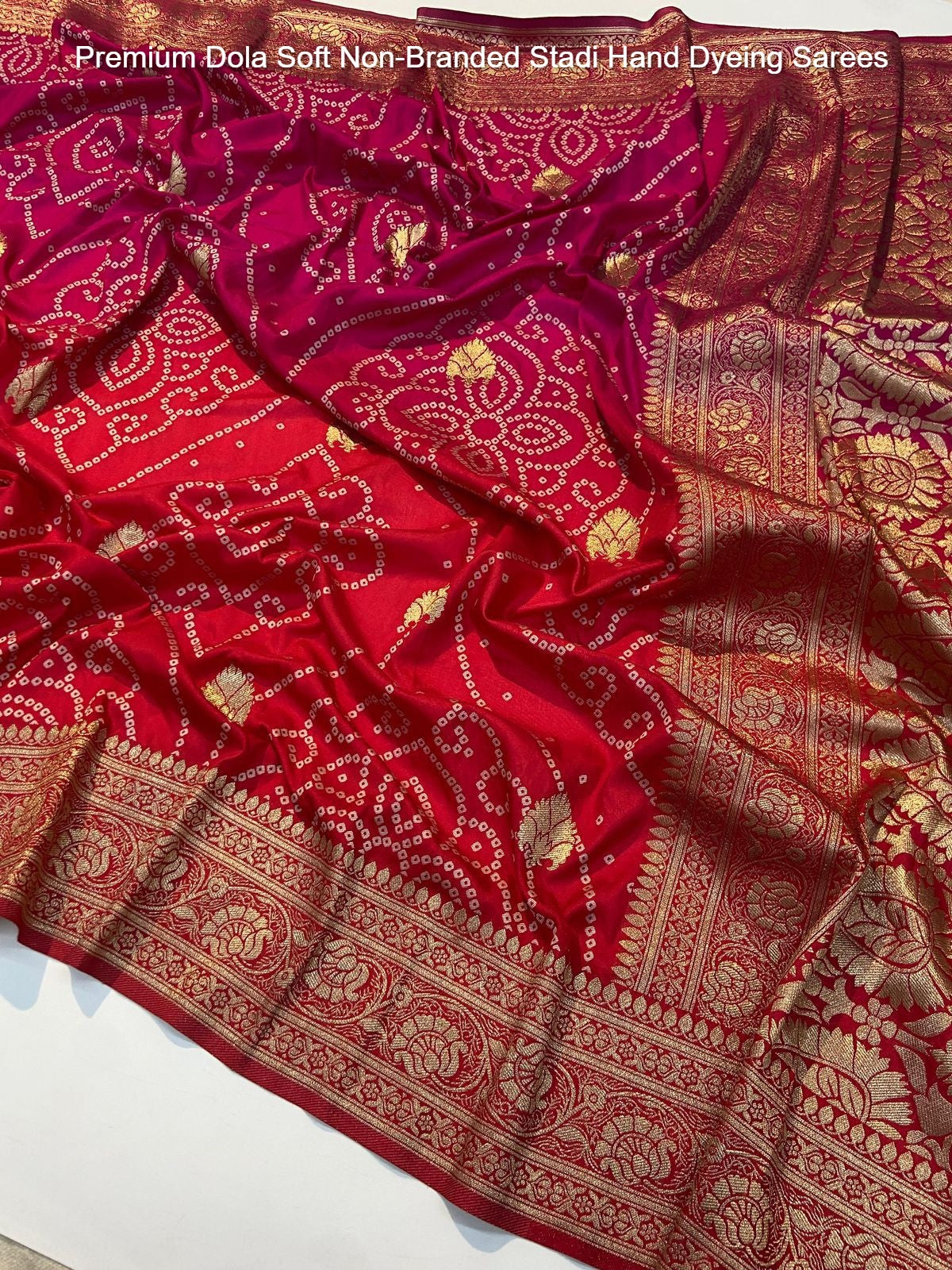 Premium Dola Soft Non-Branded Stadi Hand Dyeing Sarees