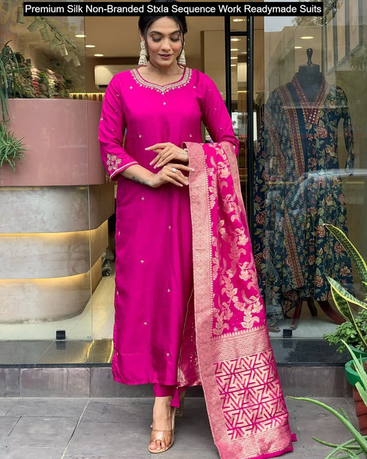 Premium Silk Non-Branded Stxla Sequence Work Readymade Suits