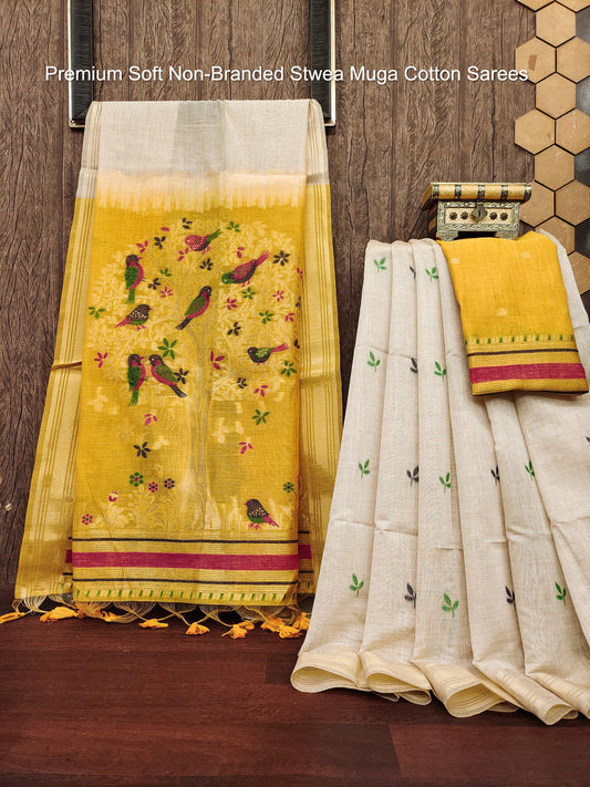 Premium Soft Non-Branded Stwea Muga Cotton Sarees